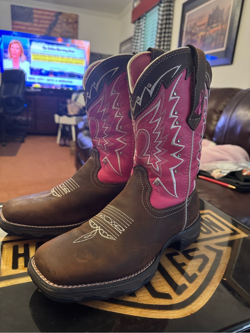 Durango Brown and Pink Breast Cancer Awareness Western Boots